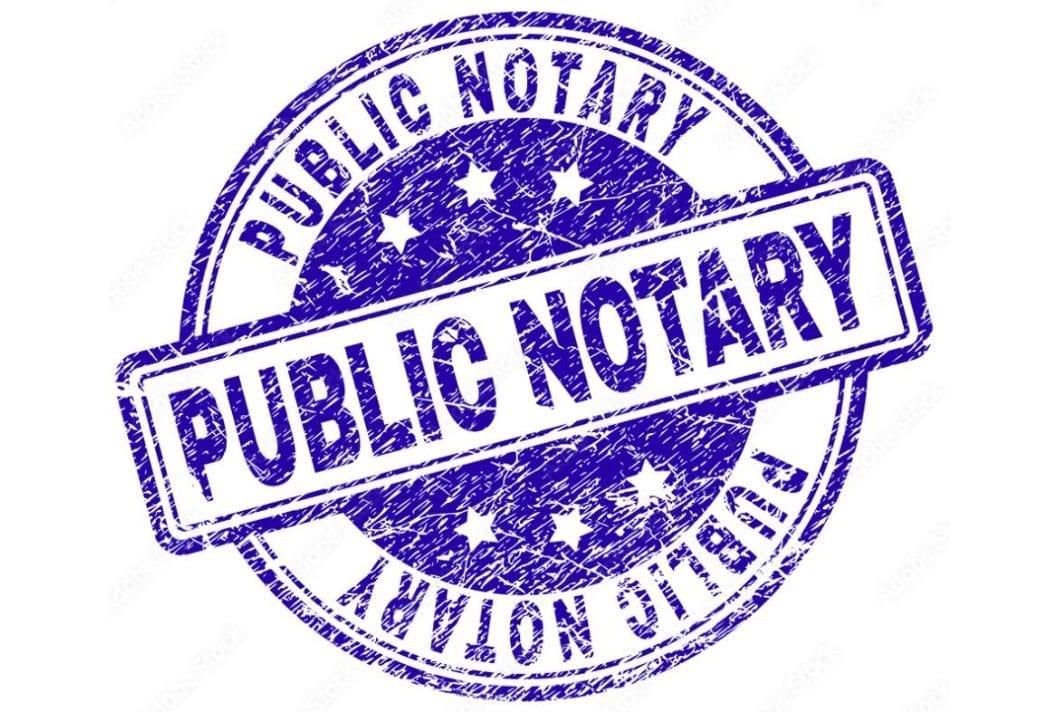 Public Notary Stamp in Blue Ink